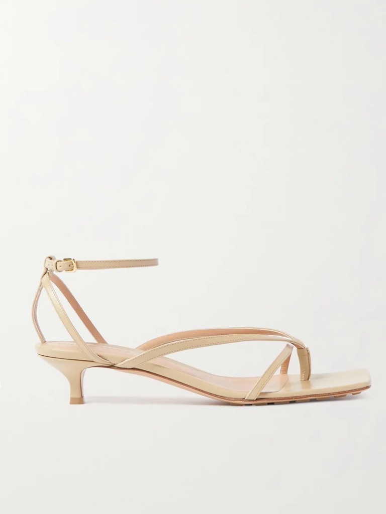 Bottega Veneta Beige Strappy Low Heel Sandals